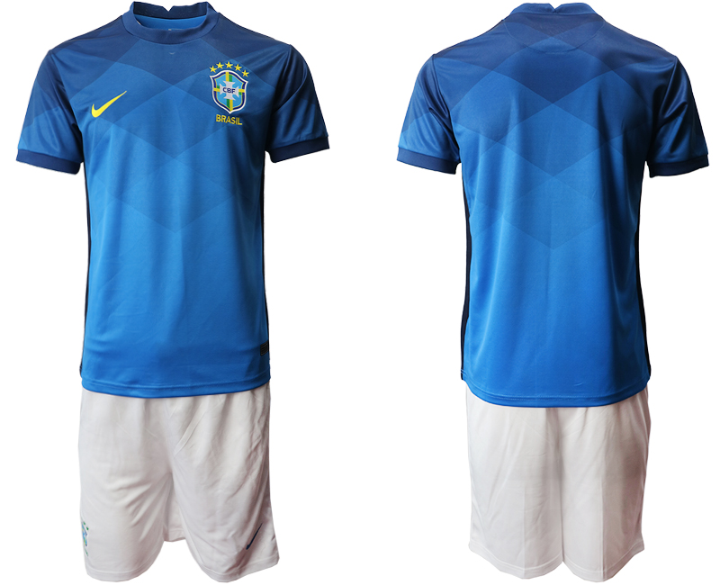 Men 2020-2021 Season National team Brazil away  blue Soccer Jersey->brazil jersey->Soccer Country Jersey